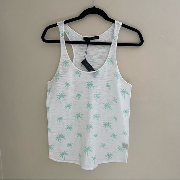 360 SWEATER Amanada Palmtree Racer Back Tank Top, White and Green. Size S - Picture 2 of 8